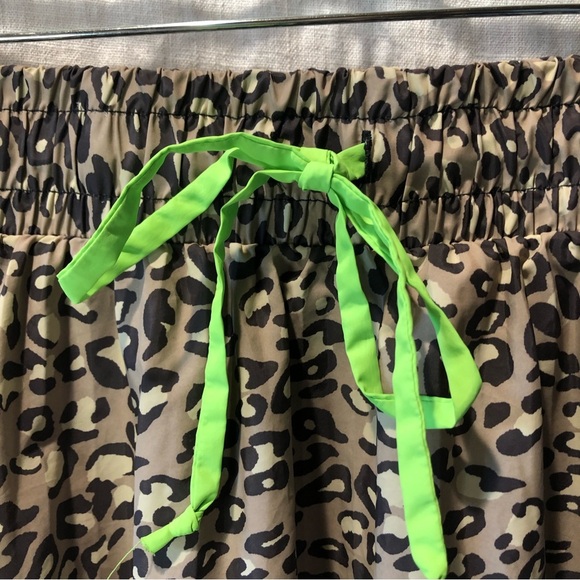 Wild Fable Leopard print a line midi skirt elastic waist and drawstring neon S - Picture 4 of 7